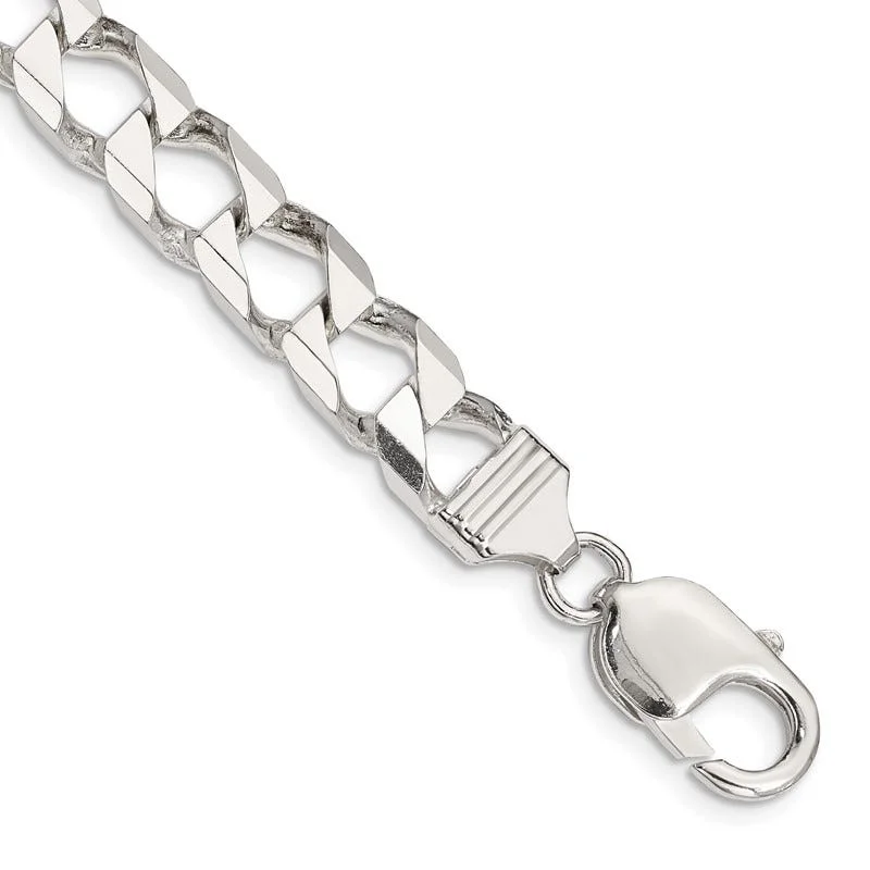 Sterling Silver 8.6mm Flat Open Curb Chain Bracelet