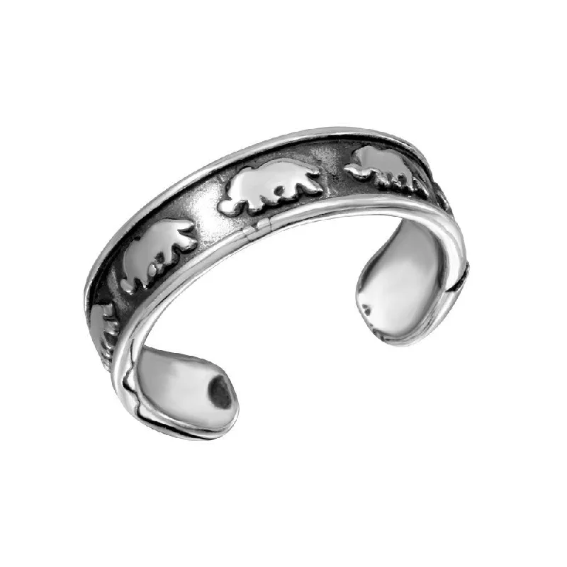 Silver 925 Elephant Adjustable Toe Ring - TR169-A